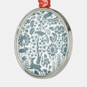 鳥、鹿、木のフォークパターン メタルオーナメント (左)