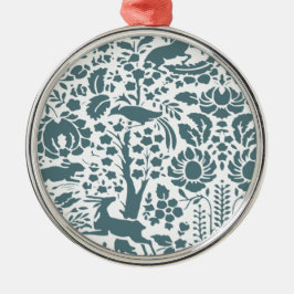 鳥、鹿、木のフォークパターン メタルオーナメント