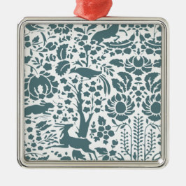 鳥、鹿、木のフォークパターン メタルオーナメント