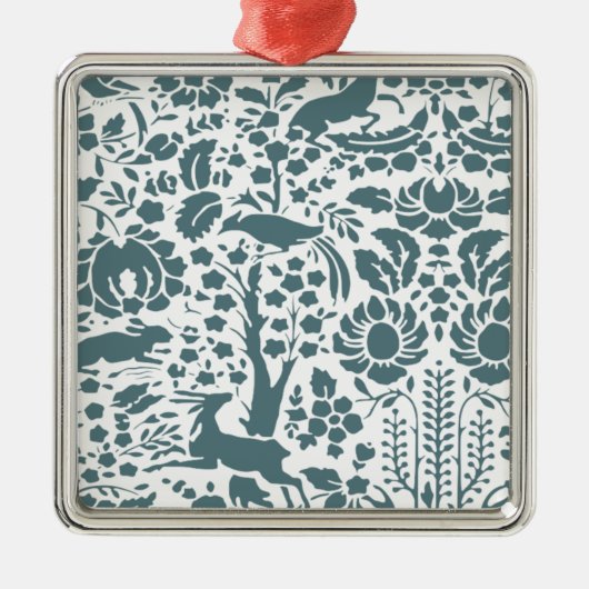 鳥、鹿、木のフォークパターン メタルオーナメント (正面)