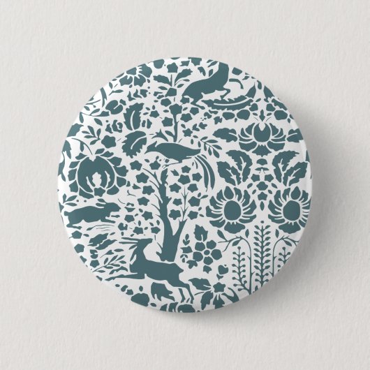 鳥、鹿、木のフォークパターン 缶バッジ (正面)
