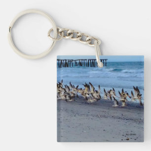 鳥、黒いスキマーの写真とのKeychain キーホルダー