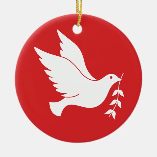鳩およびオリーブの枝 セラミックオーナメント (正面)