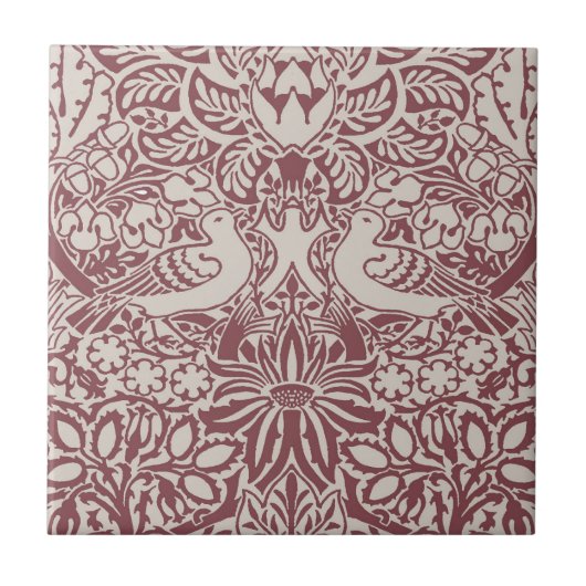 鳩およびバラセラミックタイル タイル (正面)