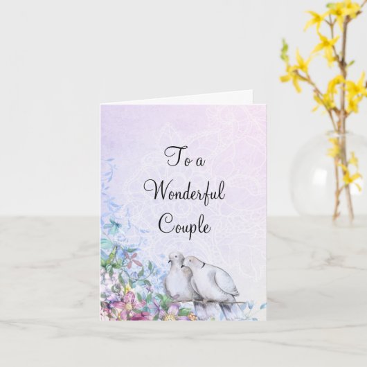 鳩および花 カード (黄色い花)