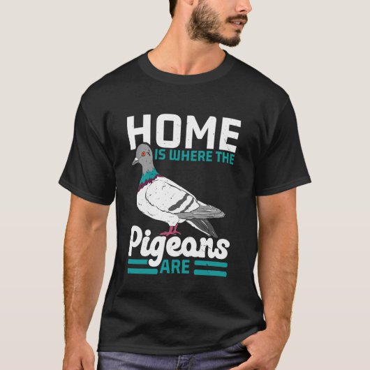 鳩がいる場所こそ我が家 鳥好き 鳥類学 Tシャツ (正面)