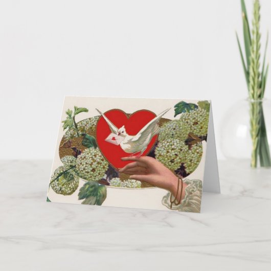 鳩が付いているバレンタインメッセージ シーズンカード (正面)