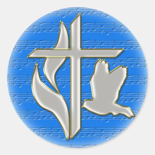 鳩が付いているメソジスト派の十字 ラウンドシール (正面)