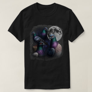 鳩が3羽 レトロ ヴィンテージ 月 鳩 Tシャツ