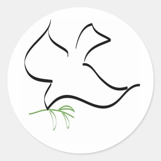 鳩とオリーブの枝のイメージ ラウンドシール (正面)