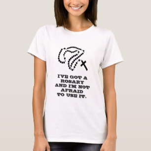 鳩とオリーブの枝Tシャツを持つ神聖なロザリオ Tシャツ