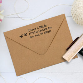 鳩とハートの住所スタンプ、返信用スタンプ ラバースタンプ