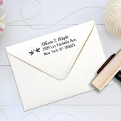 鳩とハートの住所スタンプ、返信用スタンプ ラバースタンプ