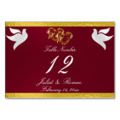 鳩とハート – ブルゴーニュ/金ゴールドテーブル番号 テーブルナンバー (裏面)