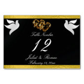 鳩とハート – 黒/金ゴールドテーブル番号 テーブルナンバー (裏面)