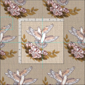 鳩とバラ ファブリック (タイル)