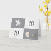 鳩とリングや輪で10周年 カード (黄色い花)