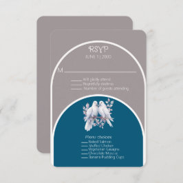 鳩とリングや輪ライトグレーと海ブルーアーチ