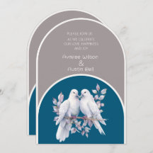 鳩とリングや輪ライトグレーと海ブルーアーチ