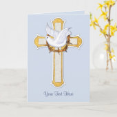 鳩と十字架 カード (黄色い花)