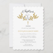 鳩と十字架 洗礼招待状 {双子} 招待状 (正面)