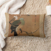 鳩と桃の花 ランバークッション (ブランケット)