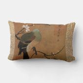 鳩と桃の花 ランバークッション (裏面)