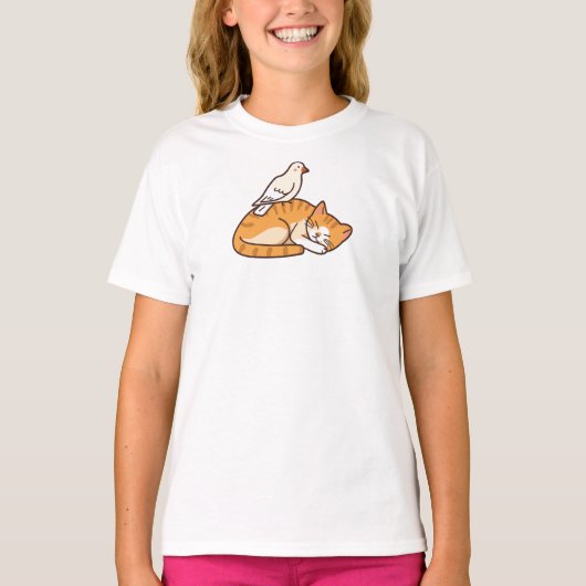 鳩と猫 Tシャツ (正面)