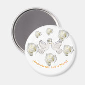 鳩と白いバラのエレガントなウェディングマグネット マグネット (正面/裏面)