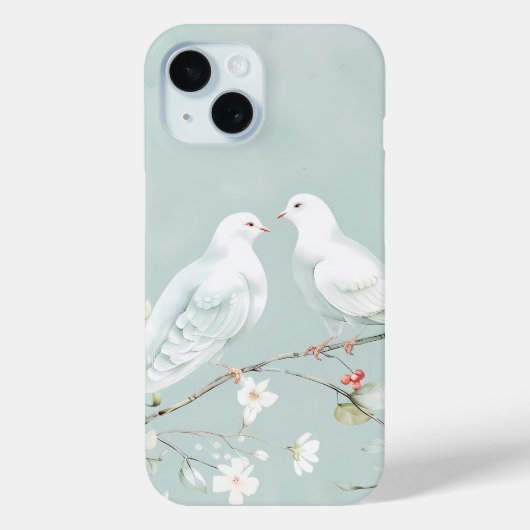 鳩と花の水彩デザインのスマホケース Case-Mate iPhoneケース (裏面)