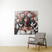 鳩と花を持つ黒い女性 タペストリー (インサイチュ)