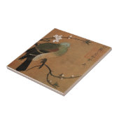 鳩と花 – 桃鳩図 タイル (側面)