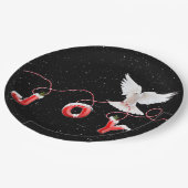 鳩と雪片とクリスマスの喜び ペーパープレート (アングル)