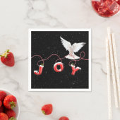 鳩と雪片とクリスマスジョイ スタンダードカクテルナプキン (インサイチュ)