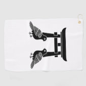 鳩と鳥居に向かって ゴルフタオル (横)