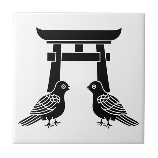 鳩と鳥居に向かって タイル (正面)