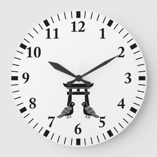 鳩と鳥居に向かって ラージ壁時計 (正面)