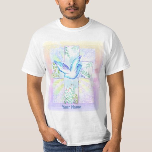 鳩のキリスト教の十字架Tシャツ Tシャツ (正面)