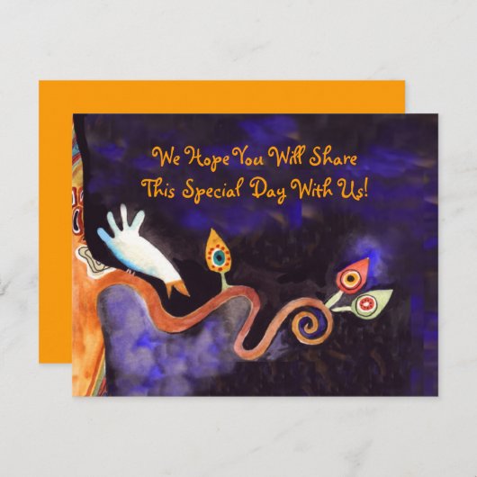 鳩のバーのバルミツワーの応答カード生命の樹 出欠カード (正面/裏面)