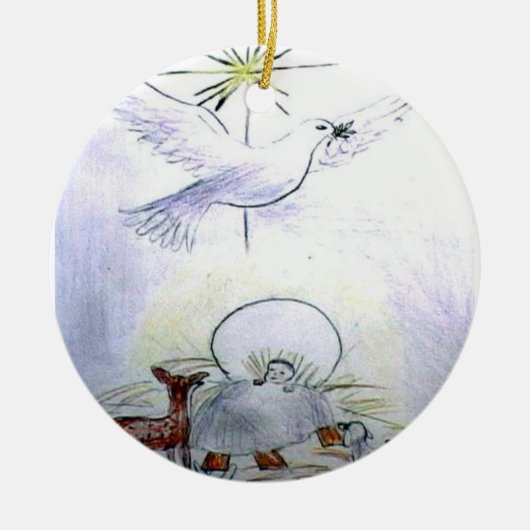 鳩の子供イエス・キリスト セラミックオーナメント (正面)