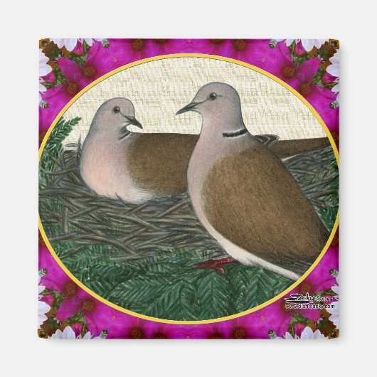 鳩の巣と花 マグネット (正面)