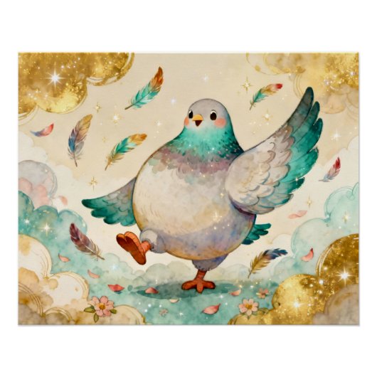 鳩の水彩画 ポスター (正面)