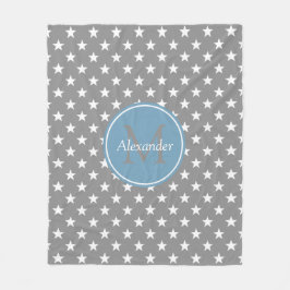 鳩の灰色およびカロライナのブルースターのモノグラム フリースブランケット