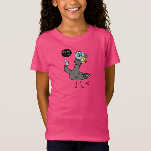 鳩の私はアーティスト女子ピンクTシャツ Tシャツ (正面)