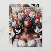 鳩の美しい黒人女性フローラ ポストカード (正面/裏面)