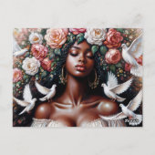 鳩の美しい黒人女性フローラ ポストカード (裏面)