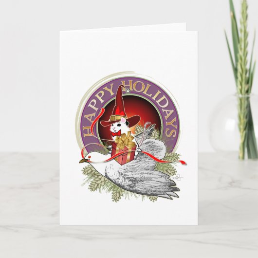 鳩の羽に乗ったクリスマスマウス シーズンカード (正面)