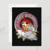 鳩の羽に乗ったクリスマスマウス シーズンポストカード (正面/裏面)