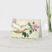 鳩の羽に淡い色の緑を感謝してい使え サンキューカード (裏面)