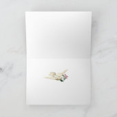 鳩の羽に淡い色の緑を感謝してい使え サンキューカード (内部)